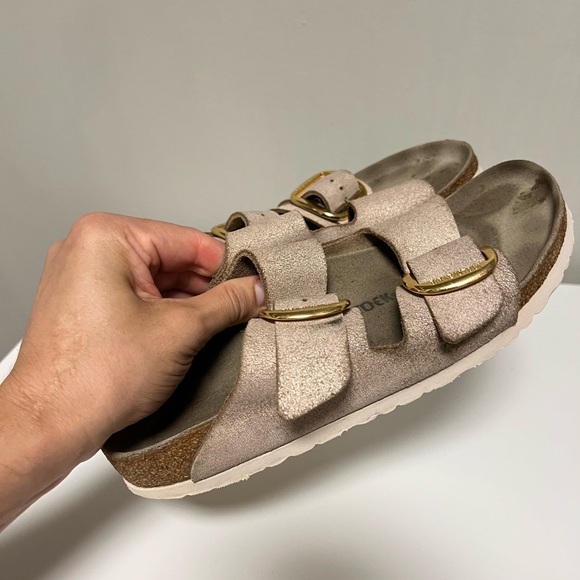 Birkenstock Arizona Slide Sandals, Leather Pink, Women's US 9 Narrow (EU 39) - Picture 3 of 13